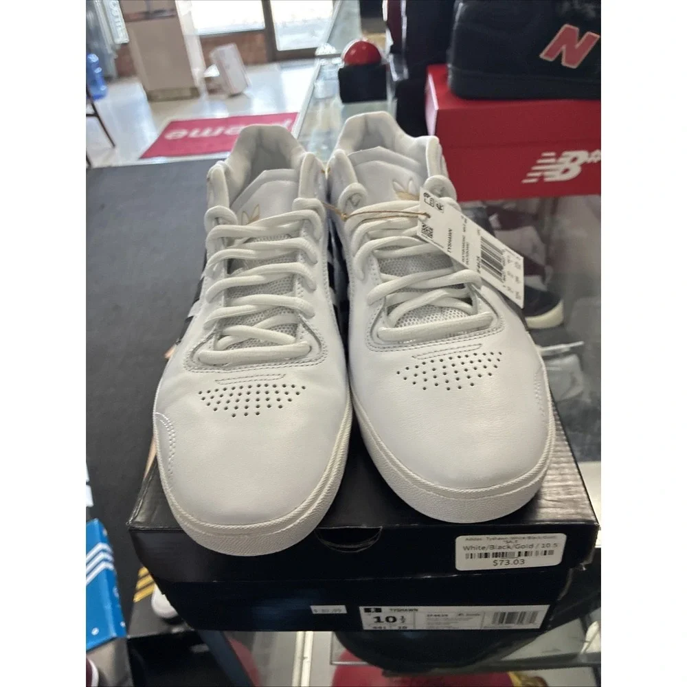adidas Tyshawn Cloud White Core Black Gold Men Skate Boarding Shoes IF4625 10.5